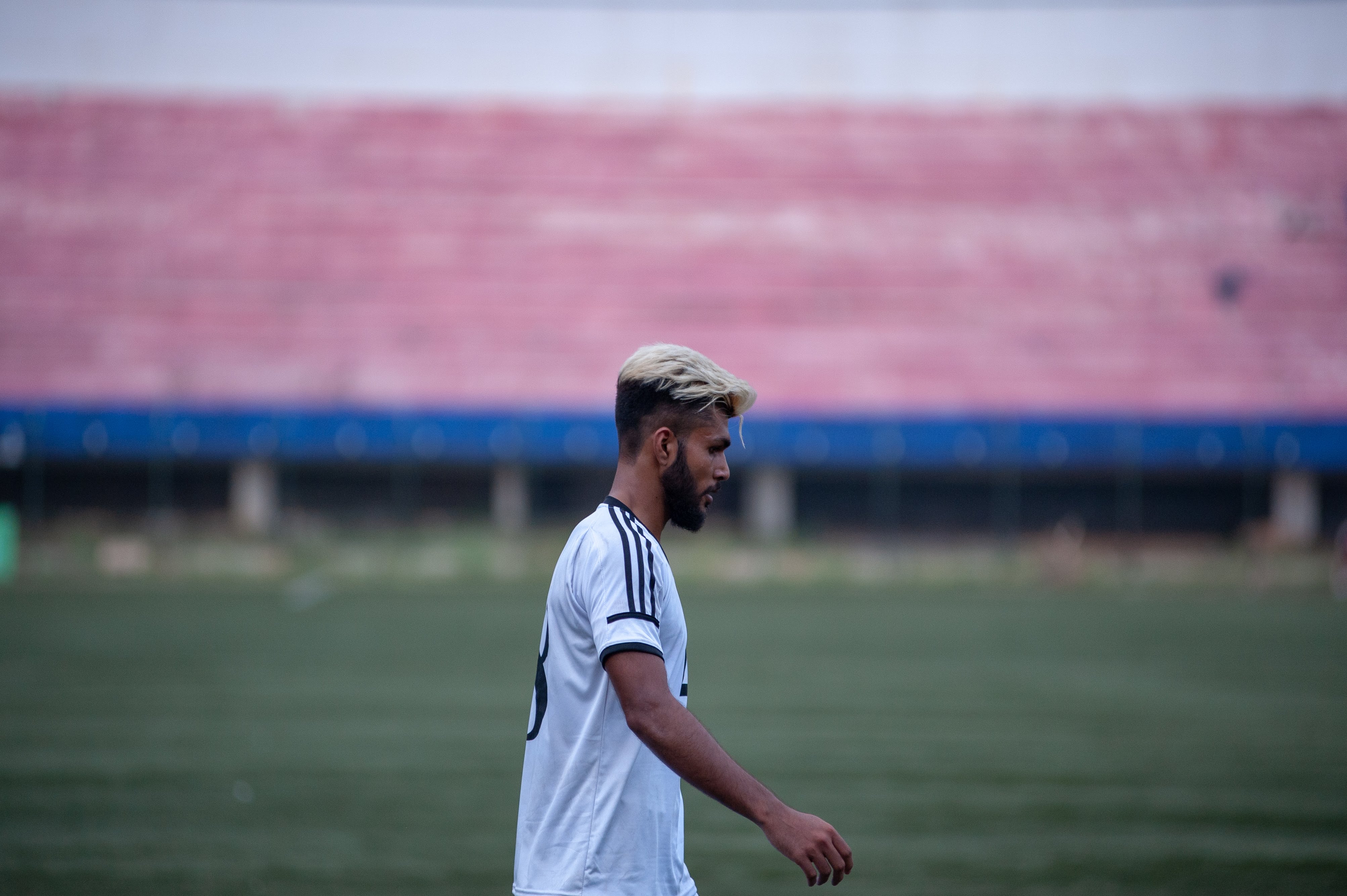 A Mohammedan Sporting players takes his position on the field at the start of the second half.