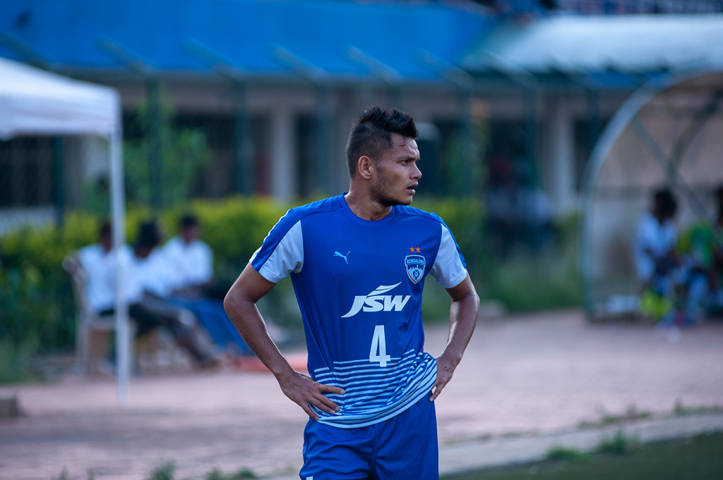 Medium shot of BFC's senior team player, Nishu Kumar featuring for their B team.