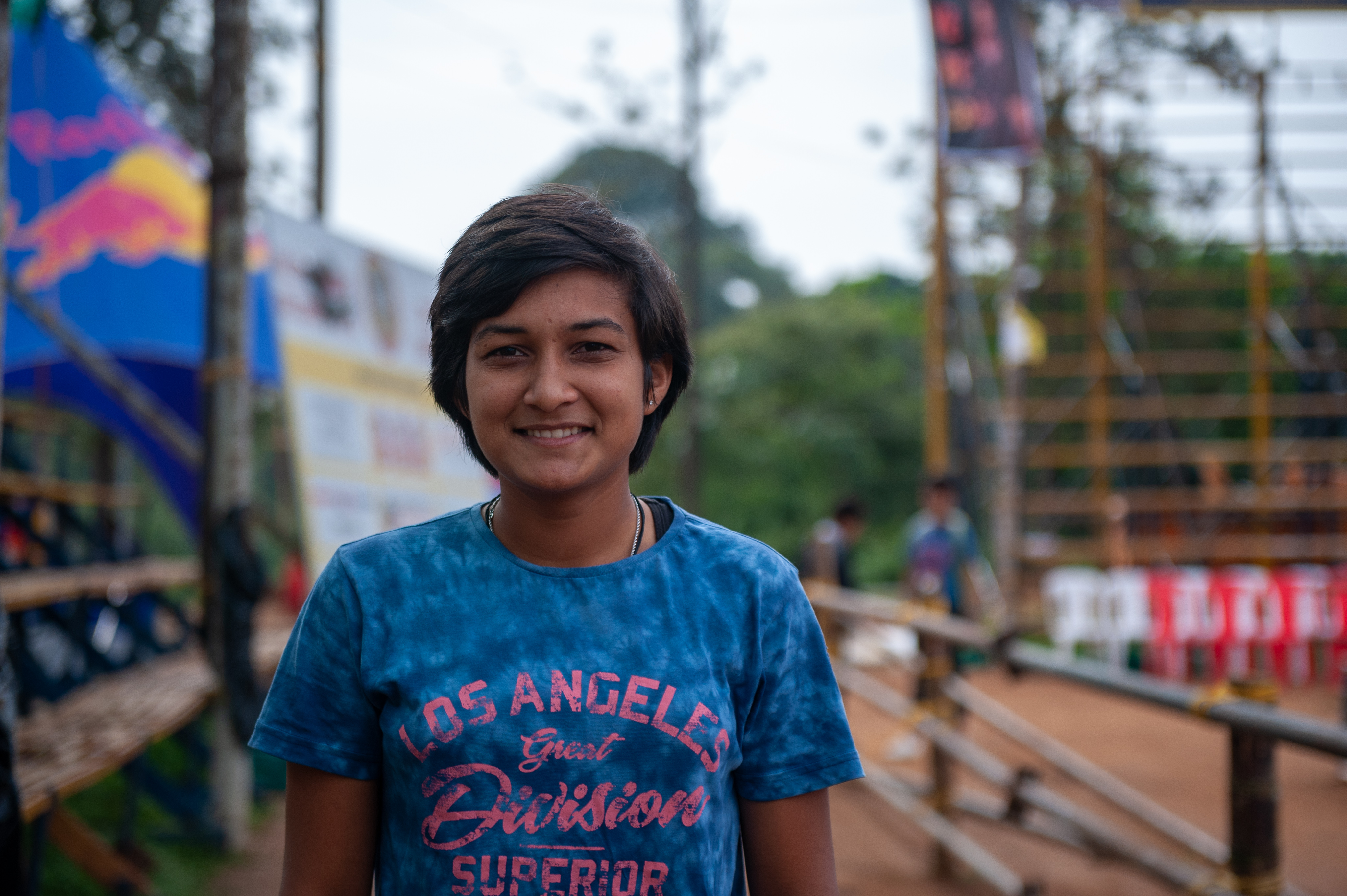 Portrait of a young Coorgi girl, Lilavati, whose excitement to play for India clearly shows. 